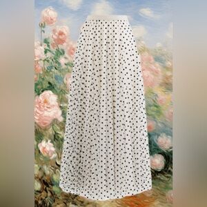 Chicwish Cream Maxi Skirt with Black Polka Dots